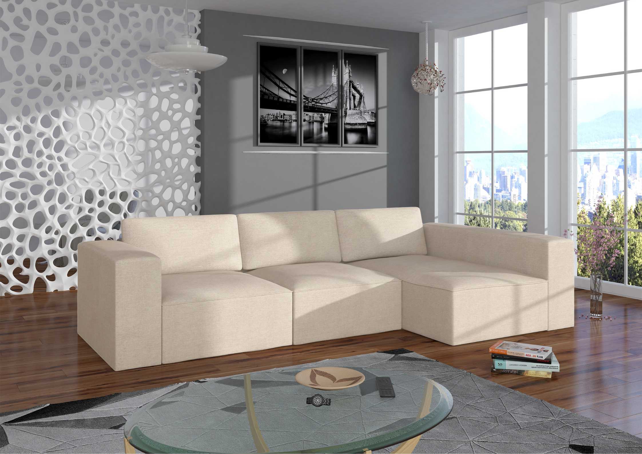 Modułowy narożnik w kolorze beżowym